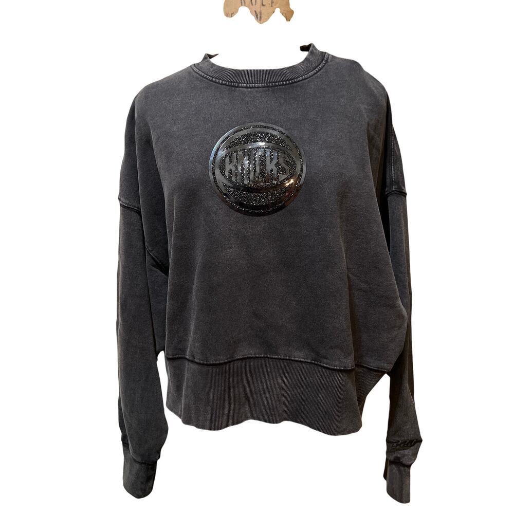 Womens Pro Standard Knicks Crystalline Pullover Sweatshirt Black NWT Size S